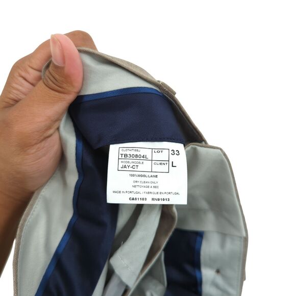 Ted Baker Men 44 L Long Jay CT Suit Brown Trim Fit Wool Flat Front Trousers FLAW - Picture 11 of 13